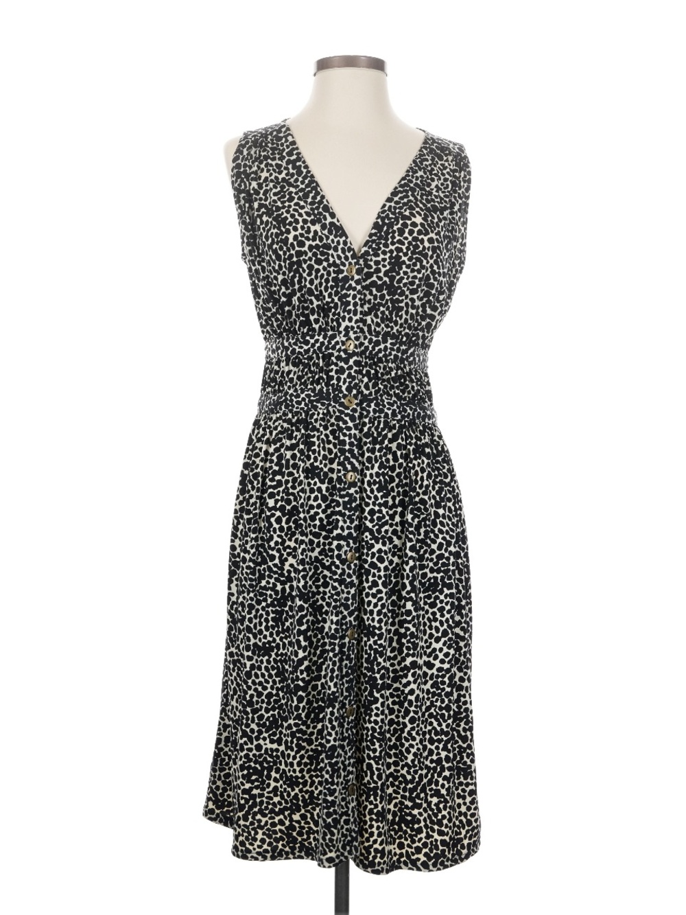 Express Black and White, brown Sleeveless Button-Front Midi Dress